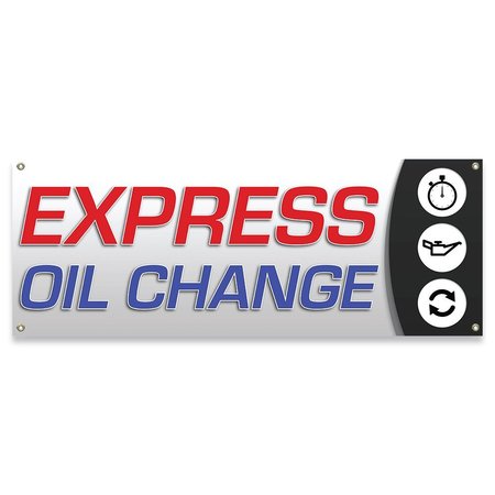 SIGNMISSION Express Oil Change Banner Concession Stand Food Truck Single Sided B-30055